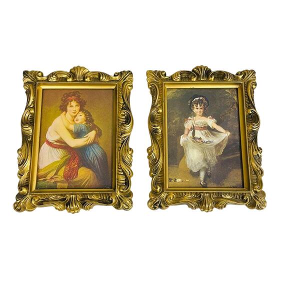VTG Pair 2 Thomas Lawrence Framed Prints MISS MURRAY & MADAM LE BRUN Ornate Gold - Picture 1 of 7